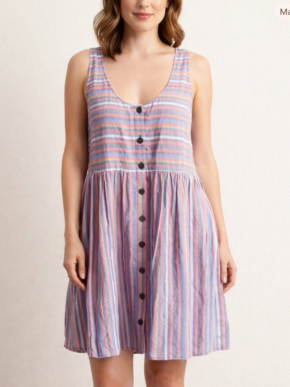 Madewell Scoopneck Tank Dress in Rainbow Stripe Size Large